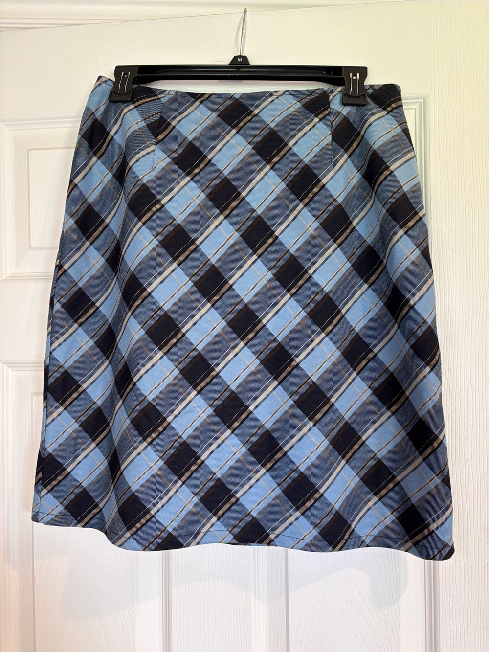 Style & Co. Light Blue and Navy Plaid A-Line Skirt